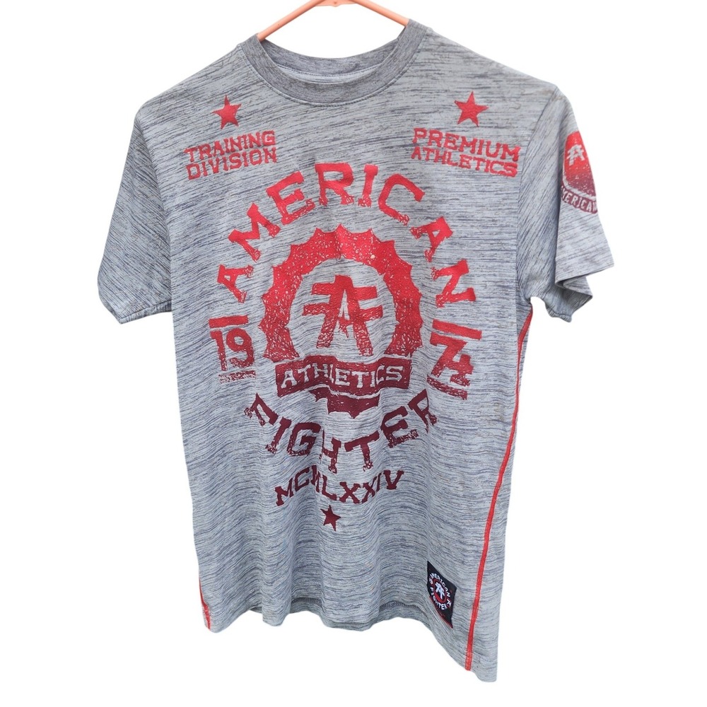 American Fighter Mens Small Grey Red Athletics Training Division Graphic T-Shirt